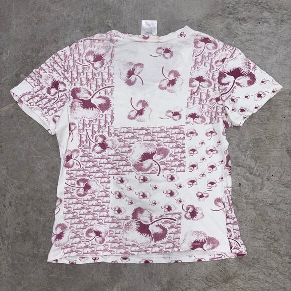 Christian Dior Rare Galliano Cherry Blossom Motif Tee Red RARE All over SZ 11 - Picture 7 of 9